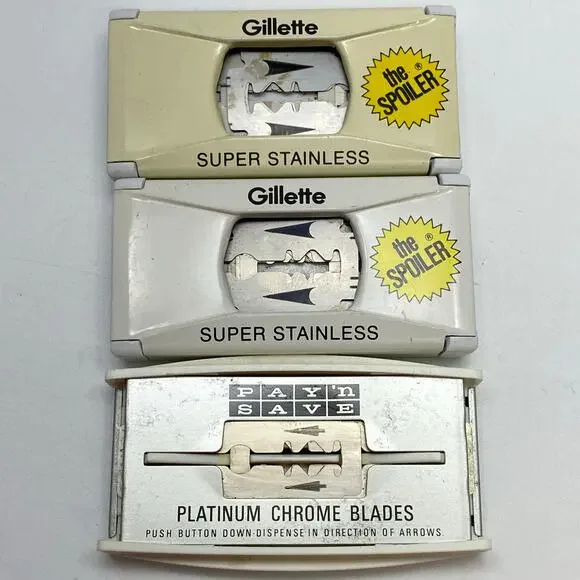 Vintage MERKUR Germany Chrome Double Edge Twist Handle Razor + Gillette Blades